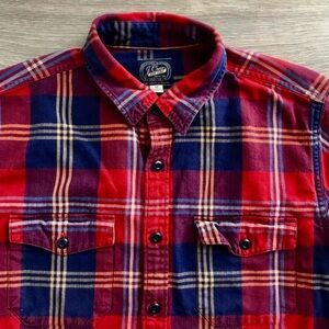 J. Crew Men’s Plaid Sportsman Outfitters Red Blue Casual Button Down Shi…